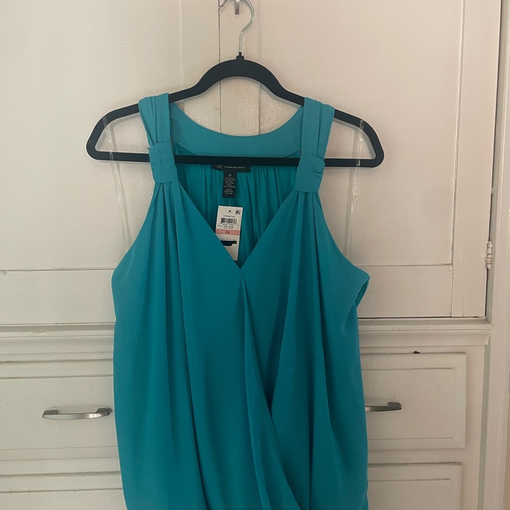 Elegant Teal Blue Sleeveless Top